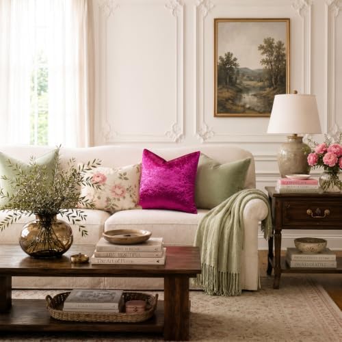 GIGIZAZA Crushed Hot Pink Velvet Throw Pillow Covers 18x18 Pack of 2 - Image 4