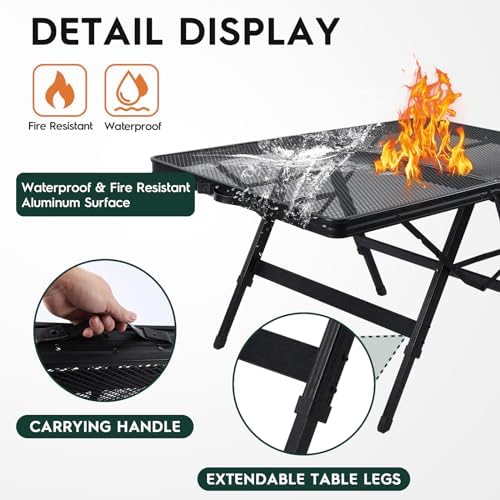 WildFinder Folding Grill Table, 3x2 FT Adjustable Height Camping Table - Image 4