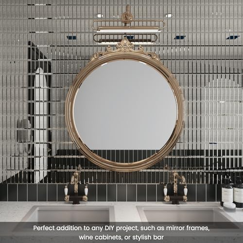 Peel and Stick Mirror Glass Mosaic Tile Self Adhesive 12 x 12 Inch Strip Mirror Tiles for Kitchen Backsplash Bathroom Wall(5 Sheets, Dark Antique) - Image 6