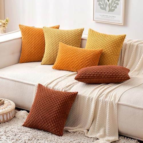 MIULEE Decorative Throw Pillow Covers 20x20 Fall Burnt Textured Corduroy - Image 5