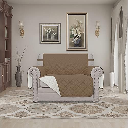 Easy-Going Reversible Couch Cover, Oversized Chair, Camel/Ivory - Image 2