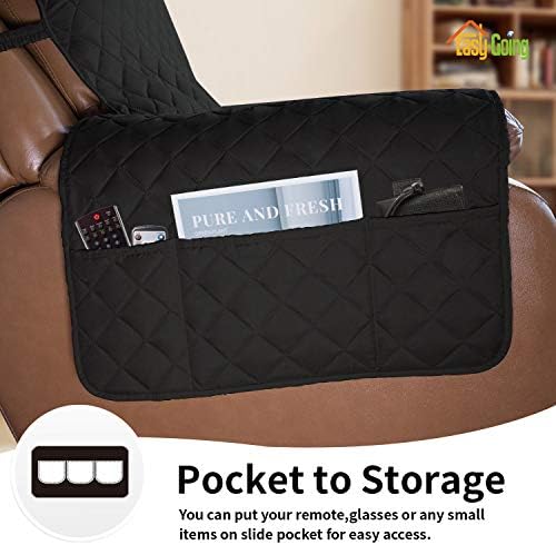 Easy-Going Reversible Couch Cover, Oversized Recliner, Black/Beige - Image 3