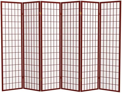 Red Lantern 6 ft. Tall Window Pane Shoji Screen - Rosewood - 6 Panels by RedLantern
