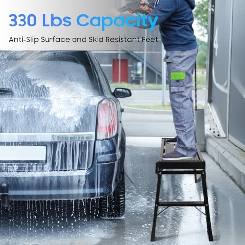LEADALLWAY Aluminum Work Platform Step Ladder, Black - Image 2