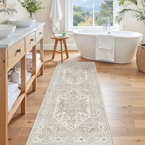 Madane Hallway Runner Rug 2x5 Washable Entry Rugs Non-Slip, Beige/Brown by Madane