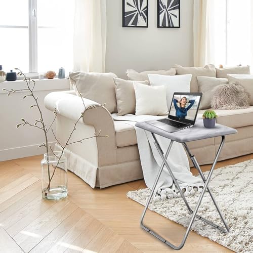 Garden 4 You TV Tray Table, Folding Dinner Tray With No Assembly Required, Sturdy Foldable Snack Eating Table for Living Room, 2PCS (White Marble) - Image 7