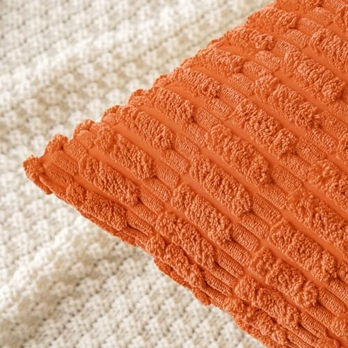 MIULEE Fall Lumbar Corduroy Decorative Throw Pillow Covers 12x20 Orange - Image 2