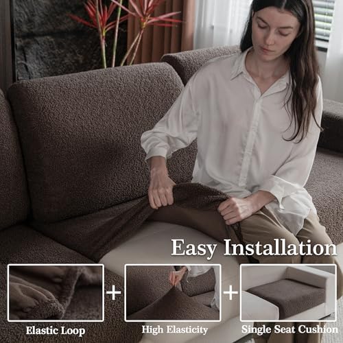 OHSIO Couch Cushion Covers for Sectional Sofa, Stretch Soft Sofa Slipcovers - Image 4