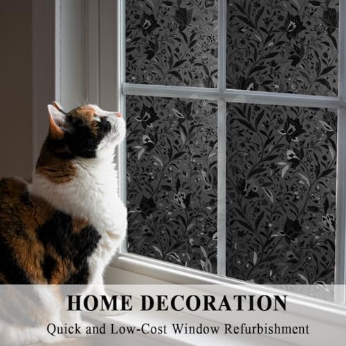 Blackout Room Darkening Etched Tulip Window Film Privacy No Glue 35x78.7in - Image 6
