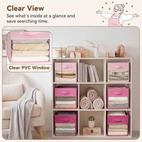 GRANNY SAYS 11x11 Storage Cubes with Clear Window, Pink Gradient, 6-Pack - Image 4