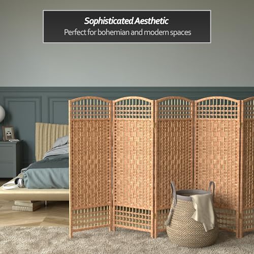 4 ft. Short Fiber Weave Folding Screen - Natural - 6 Panels - Image 6