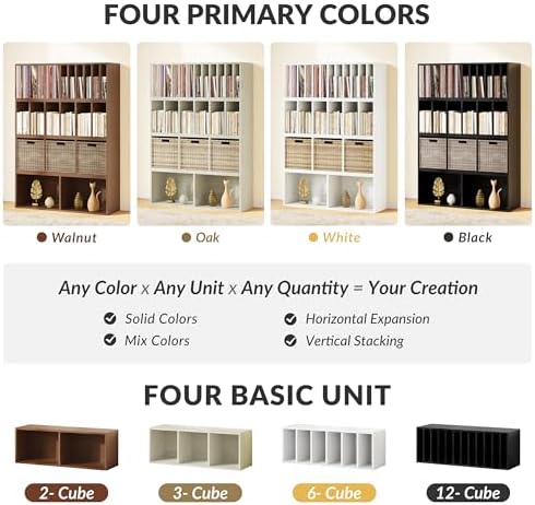 IOTXY DIY Modular Cubby Bookcase - Stackable 3-Cube Open Bookshelf, Black - Image 6
