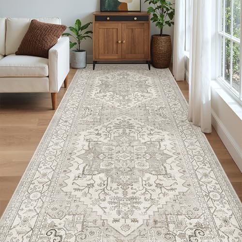 Madane 4x10 Wide Hallway Runner Rug Washable for Living Room, Beige/Brown - Image 3