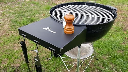 BBQ Dragon Weber Grill Side Table – Foldable Grill Shelf with Hooks for 22" Kettle Grills – Portable & Durable Bottom Shelf for Accessories – Space Saving Attachment for Outdoor Cooking - Image 4
