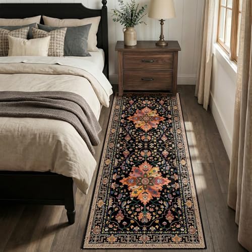 RELEANY Washable Area Rug, Runner 2'x6', Black/Colorful - Image 3