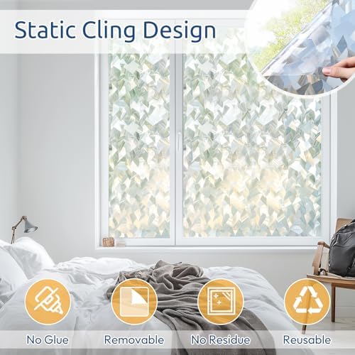 rabbitgoo Window Privacy Film, Crystal Icicles, 17.5" x 157.4" - Image 4