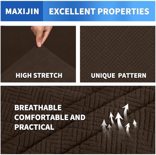 MAXIJIN Chair Covers for Living Room 1 Piece Stretch Sofa Chair Slipcovers with Arms (31"-46") Furniture Protector for Dog Pet Couch Armchair Cover (Chair, Diamond Pattern Coffee) - Image 3
