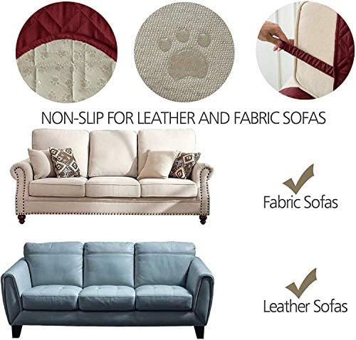 Ameritex Couch Sofa Slipcover 100% Waterproof Nonslip Quilted Furniture Protector Slipcover for Dogs, Children, Pets Sofa Slipcover Machine Washable (Burgundy, 68") - Image 7
