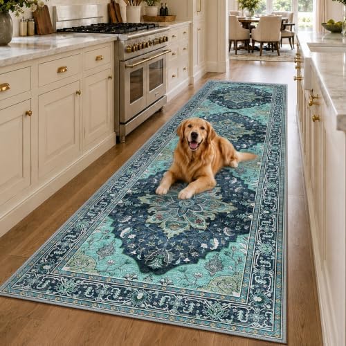 RELEANY Washable Area Rug, Runner 3'x10', Teal - Image 2