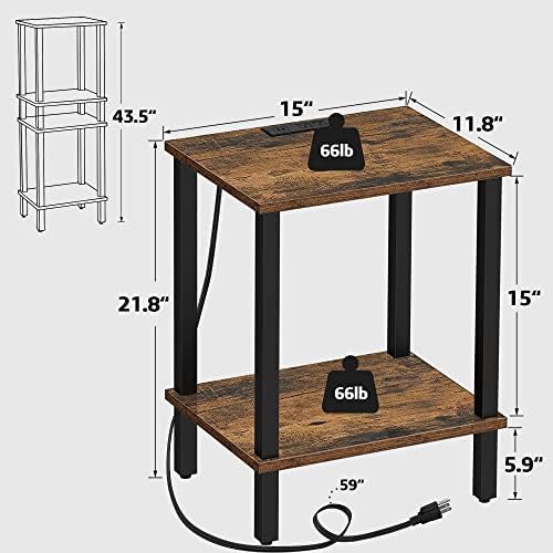TUTOTAK End Table with Charging Station, Side Table, Nightstand - Image 3
