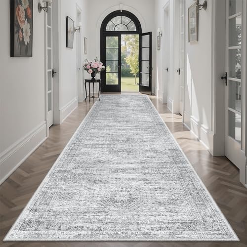 Soalmost Washable Hallway Runner Rug 3x12 Kitchen Entry Rugs Non-Slip, Grey by Soalmost