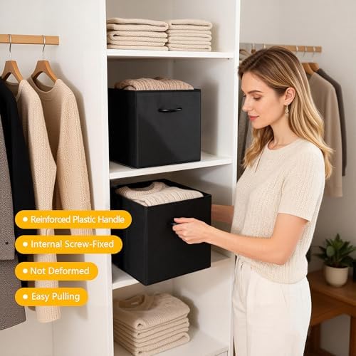 WUIKE 11-Inch Black Storage Cubes, Leather Cube Organizer Bins, 4-Pack - Image 5