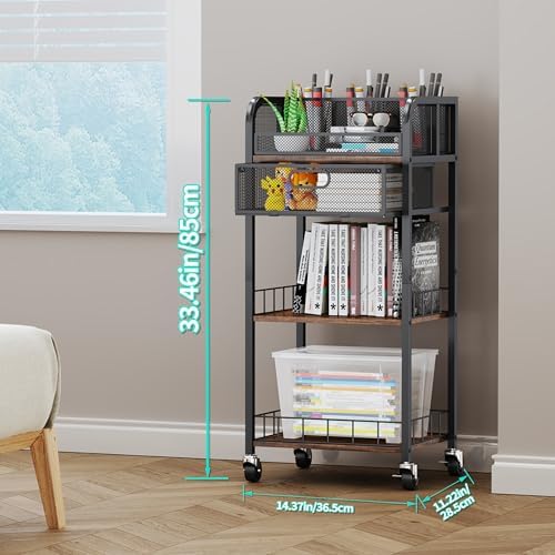 HapiRm Makeup Organizer Storage Cart - 4 Tier Skincare Make Up Storage with Drawer, Rolling Makeup Cart Vanity Organizer Cosmetics Display Cases Holder for Skin Care Perfume Nail Polish Brush - Image 3