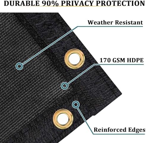 Shade&Beyond 8'x24' Black Privacy Screen Fence Cover 170 GSM Fencing Mesh Fence Panel for Wall Garden Yard Backyard Indoor Outdoor Home Decoration - Image 2