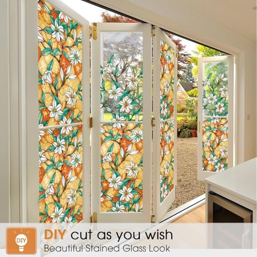 Coavas Floral Stained Glass Privacy Window Film for Bathroom - Image 5