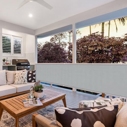 LOVE STORY 2.5' x 10' Waterproof Balcony Privacy Screen Cover, Grey - Image 5