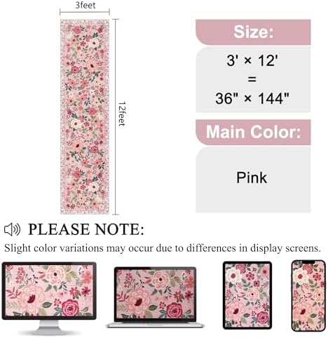 DUKINO 3x12 Washable Runner Rug, Long Hallway Runner Rug Non Slip, Pink - Image 2
