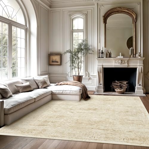 Soalmost 6x9 Area Rug for Living Room Washable Non-Slip Rugs Beige/Ivory - Image 2