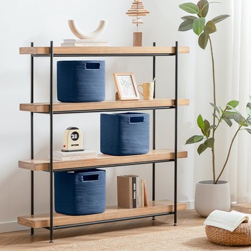 UBBCARE Set of 4 Storage Bins - 13 X 13 X 13 In, Cotton Rope Bins for Shelves, Toys, Books, Cube Storage with Handles, Woven Basket for Organizing, Navy Blue - Image 5
