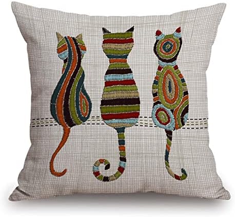 TSSOHU Cute Animal Cat Throw Pillow Cover Patio Furniture Knitted Design Kitten Family Decorative Cushion Cases Home Décor for Couch Bed Sofa 18x18 Inch by TSSOHU