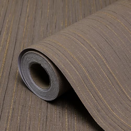 Brown Grasscloth Peel and Stick Wallpaper A Set of 23.6" X 480" Self-Adhesive Texture Contact Paper Faux Grasscloth Removable Wallpaper for Cabinets Counter Top Shelf Liners by Biyoeepeelstickwallpaper