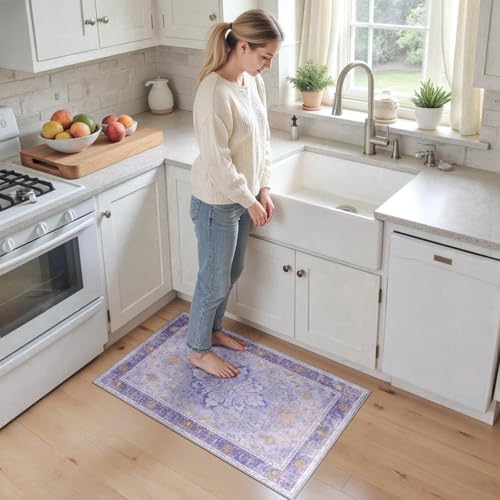 RELEANY Washable Area Rug, Small 2'x3', Purple - Image 2