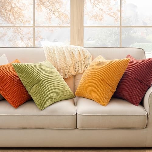 MIULEE Fall Decorative Pillow Covers 20x20 Inch Set of 4 Yellow Orange - Image 3