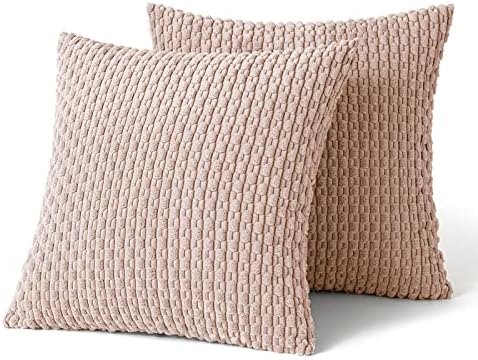 MIULEE Decorative Throw Pillow Covers 18x18 Pink Textured Corduroy - Image 6