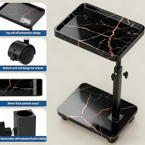 C Table with Wheels, Adjustable Height, 360° Swivel Bed Tray Table - Image 6