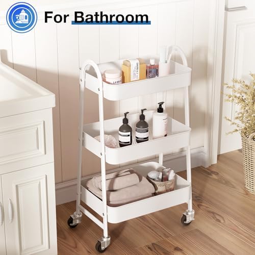 DUMOS 3 Tiers Rolling Cart, Utility Cart, Storage Organizer - Image 5