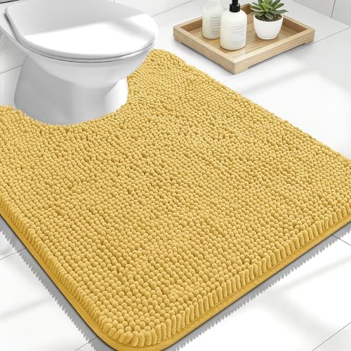 OLANLY Toilet Rugs U-Shaped 24x20, Soft Absorbent Chenille Contour Rugs by OLANLY
