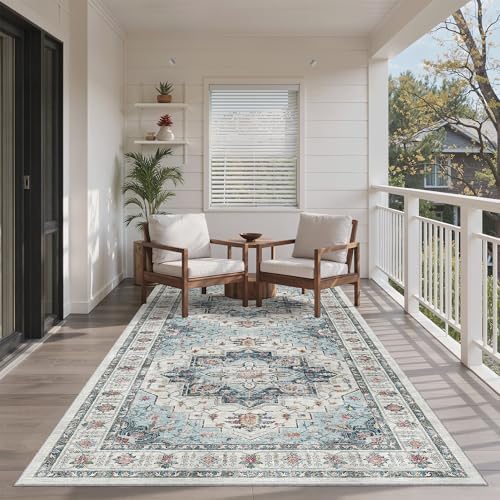 Madane 4x8 Wide Hallway Runner Rug Washable for Living Room, Blue - Image 3