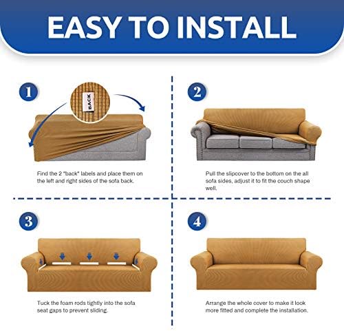 KEKUOU Stretch Oversized Couch Covers for Sofa Slipcover,Golden - Image 6