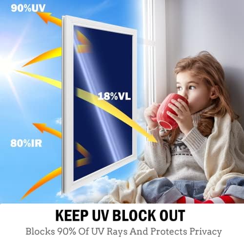 Niviy One Way Window Film Daytime Privacy Mirror Effect Reflective Window Tint for Home Self Adhesive UV Sun Blocking Heat Control Glass Door Films 35.4 x 78.7 inches Blue Silver - Image 4