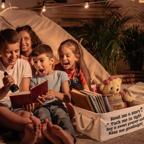 Marsui 1 Pcs Read Me a Story Book Storage Basket, Tuck Me in Tight, White - Image 6