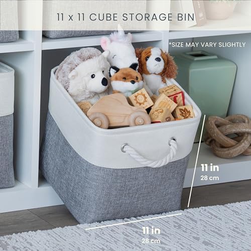 OrganiHaus 11x11 Cube Storage Bins, 4-Pack Fabric Cubes, Rope Handles - Image 2