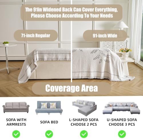 Couch Cover for Dogs Washable Sofa Cover, Sectional Couch Covers, Sofa Covers for 2 Cushion Couch, Non Slip Stripe Sofa Slipcovers Furniture Protector (Eucalyptus Brown 91x134) - Image 3