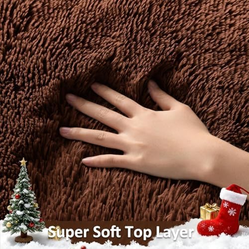 Ophanie Round Rug 4Ft Brown Circle Area Rug, Fluffy Fuzzy Small Bedroom Carpet, Plush Soft Shaggy Floor Living Room Circular Decor for Kids Boys Girls Home Aesthetic, Nursery with 99 pcs Pile fibers - Image 2