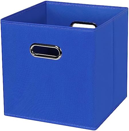 Black Foldable Storage Cubes Bins , Fabric Storage Box Cubes Organizer Baskets with Dual Handles for Home Organizer (Dark Blue) by HEAYEEG