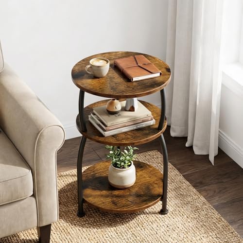 3-Tier Round Side Table, 15.7 inch End Table Nightstand - Image 4